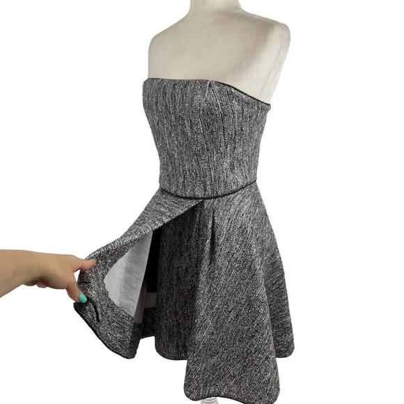 Hunter Bell Womens Size 4 Grace Dress Strapless Cocktail Gray Silver Mini Gown - Picture 7 of 16